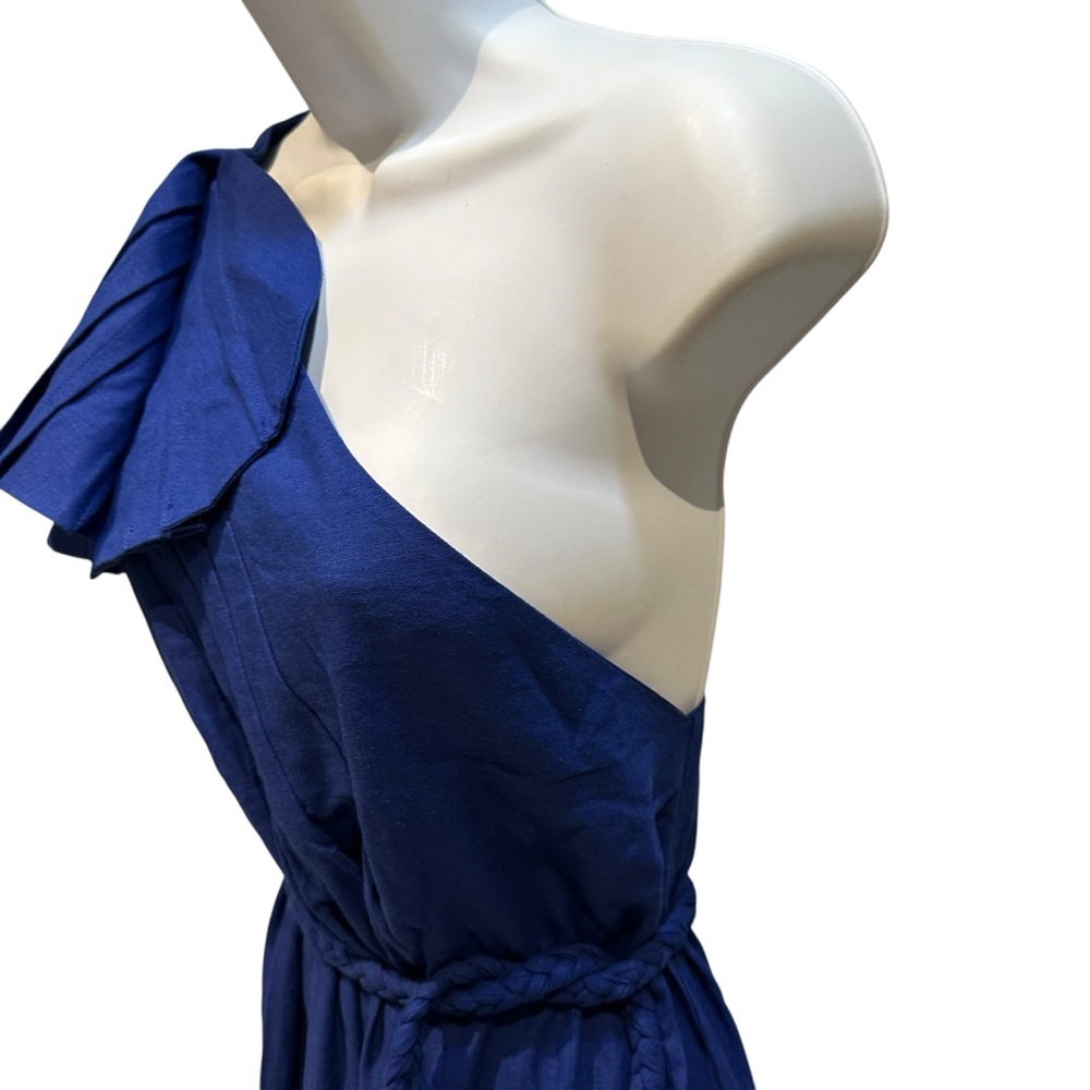 Farm Rio One Shoulder Blue Leaf Maxi Dress Small New with Tag - Picture 9 of 16